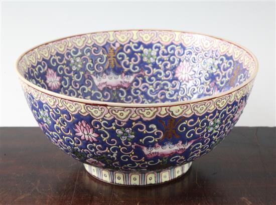 A Chinese famille rose enamelled porcelain bowl, mid 20th century, diameter 26cm